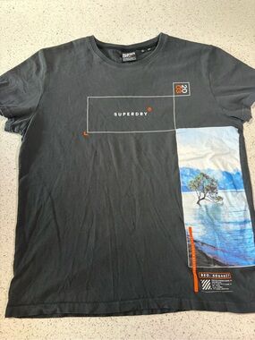 Superdry Men’s 2XL Y2K Black Landscape Graphic T-Shirt